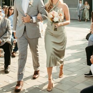 Show me your mumu verona cowl dress midi beautiful green, low cut back.